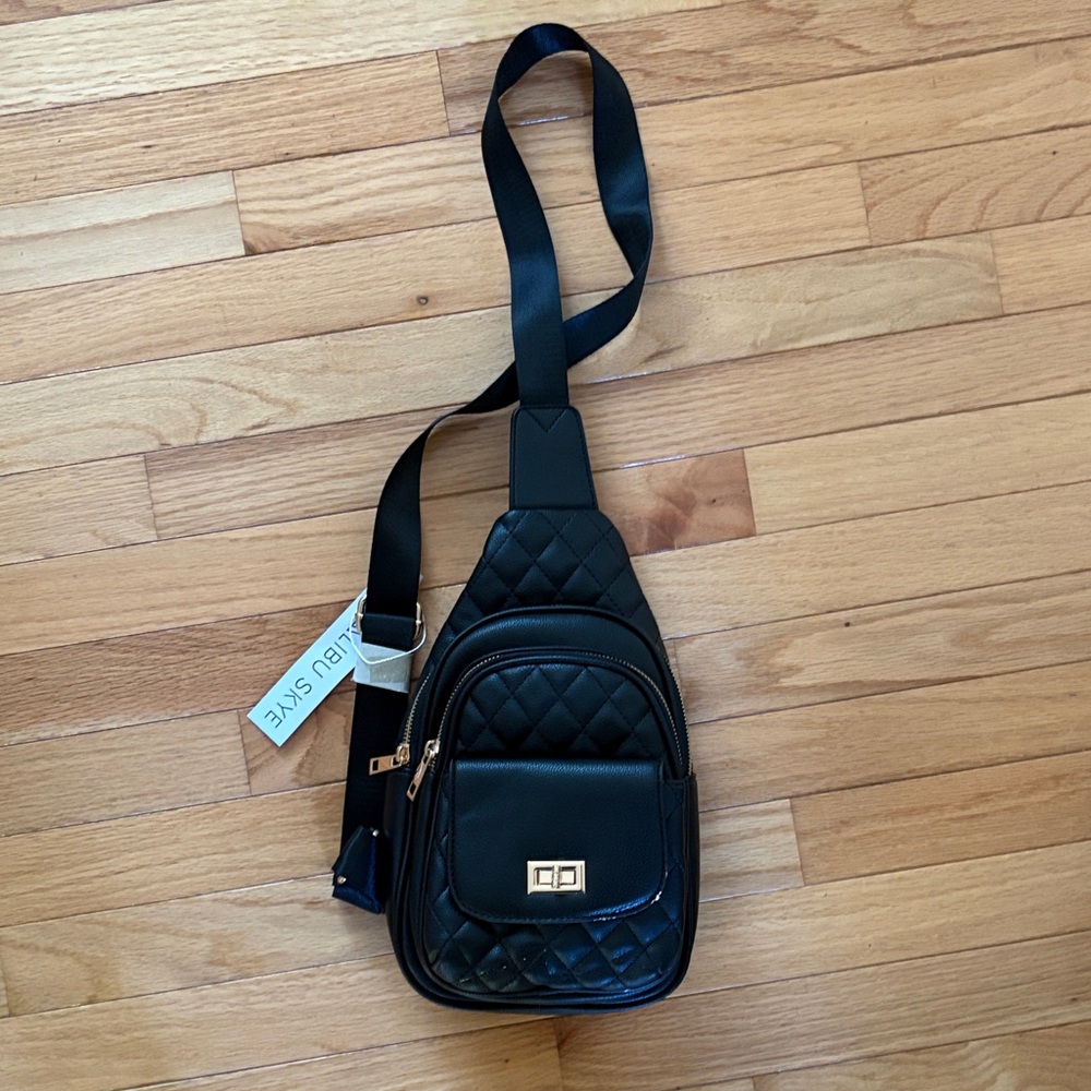 Malibu Skye Black Bag with Gold Accents
